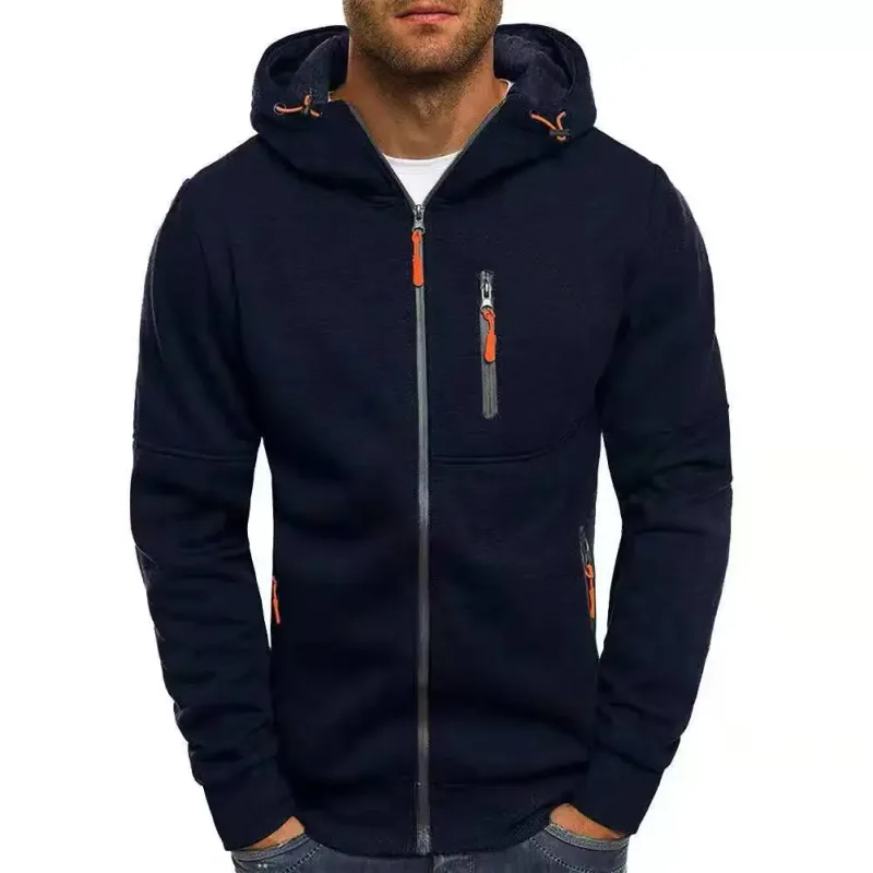 Men's Sweater Cardigan Hooded Jacket Zipper Pocket Jacquard Jacket Sports Fitness Outdoor Leisure Running Solid Color Sportswear