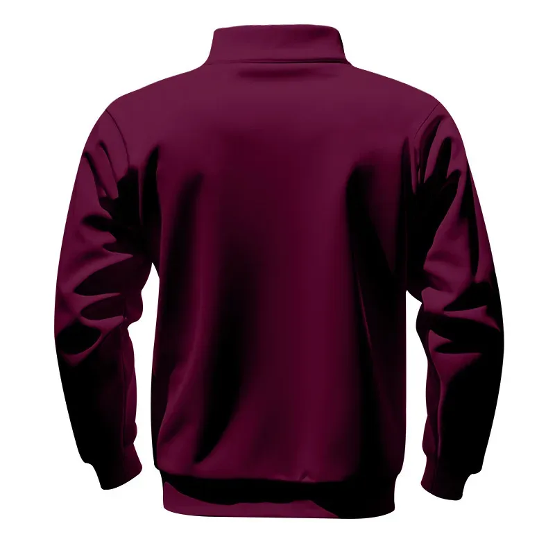 American autumn and winter heavy fleece long-sleeved men's sweater half zipper loose stand-up collar pullover men's sweater