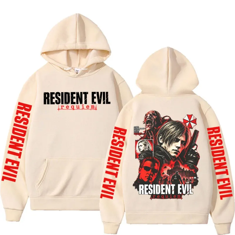Leon Kennedy Resident Evil Requiem Merch sudaderas hombres mujeres Casual alta calidad polar Sudadera con capucha Harajuku clásico gótico sudaderas