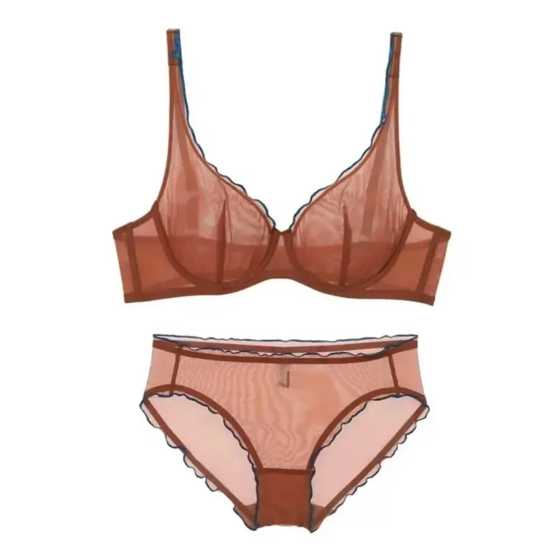 New Arrival Ladies Full Cup Bra Set Ultra Thin Minimizer Sexy Support Anti-Sagging Side Slim ABCD Everyday Comfort Lingerie Set