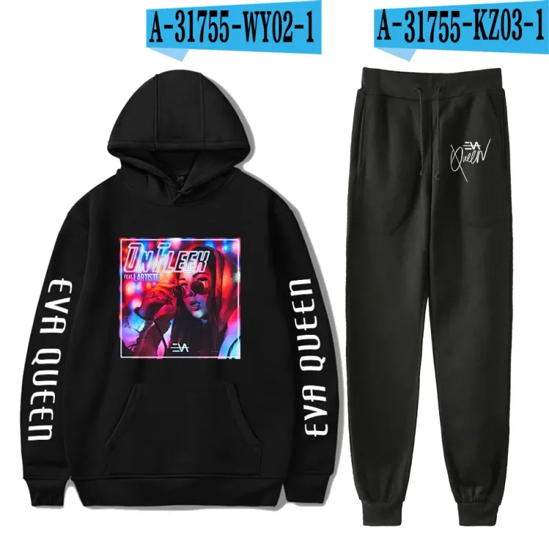 Hip Hop Comfortabel Eva Queen Print Sweatshirt Joggingbroek Pak Hoodies + Broek Pak Jongens/Meisjes 2 Delige Set Kleding