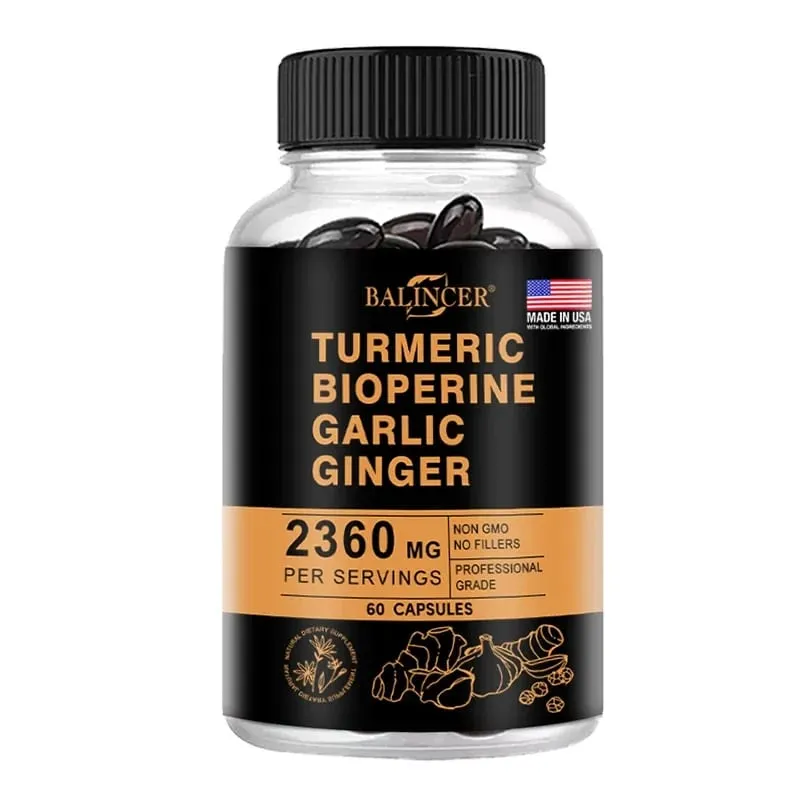 Zerdeçal Zencefil Takviyesi Piperine 2360 Mg Sarımsak Rahatlığı Sindirim ve Bağışıklık Besin Takviyesi Kalsiyum Glutensiz
