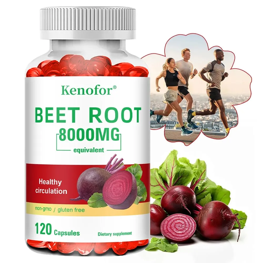 Beetroot Powder Extract Capsules - With Black Pepper for Nitric Oxide Heart & Blood Pressure Health Energy & Endurance Support