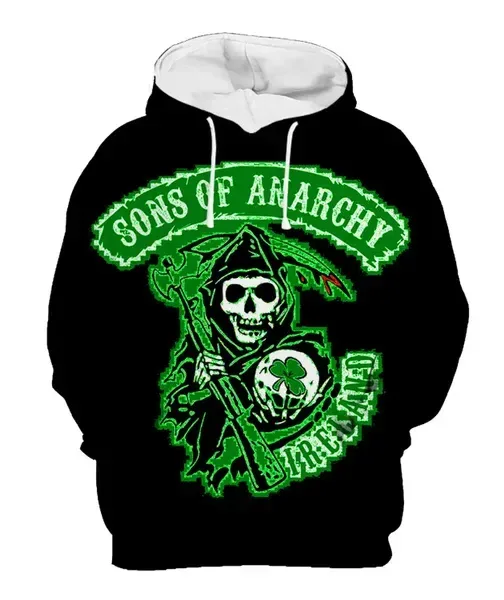 Men's Street Style 3D Sons of Anarchy Print Hoodies Sweatshirts Autumn/Winter Unisex Loose Casual Tracksuit Outdoor Y2k Pullover