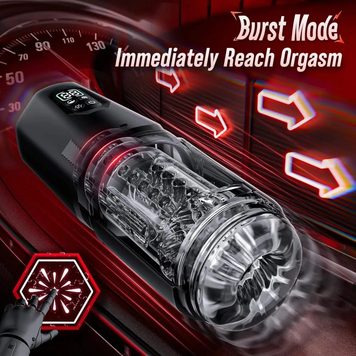Automatic Masturbator Stroker Adult Toys with 7 Thrusting Rotating 7 Licking Vibrating Modes Hands-Free Sex Machine Pocket Pussy