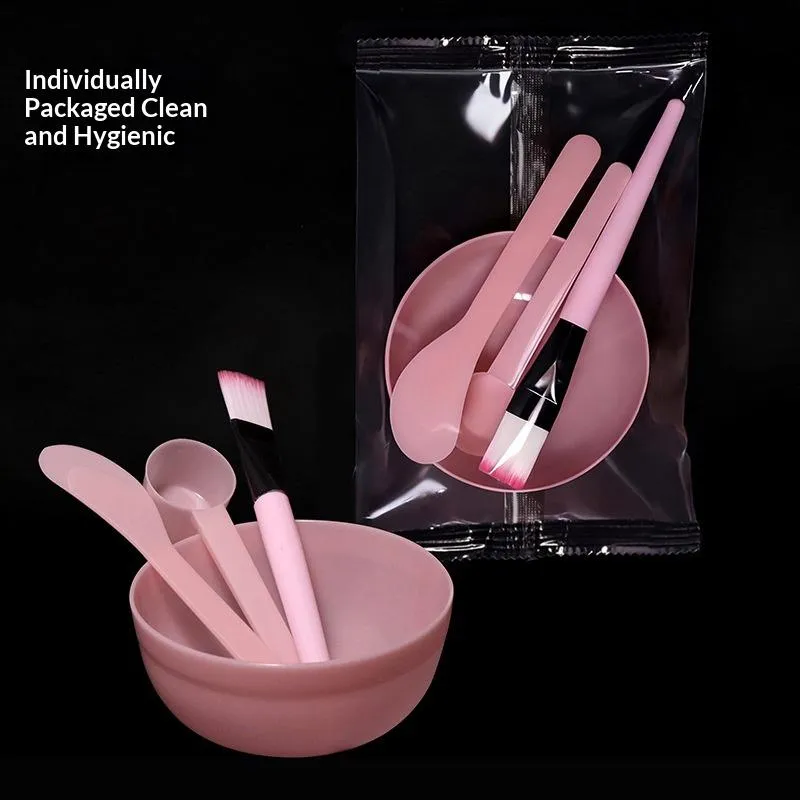 4Pcs DIY Facemask Mixing Tool Kit Facial Mask Bowl Stick Spatula Silicone Soft Face Brushes Spoons