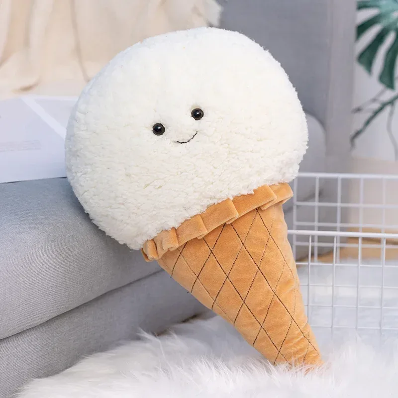 Lindo dibujo animado helado juguete de peluche comida rellena Snack almohada cojín cono niños juguetes Kawaii decoración de la habitación regalo de cumpleaños para niños