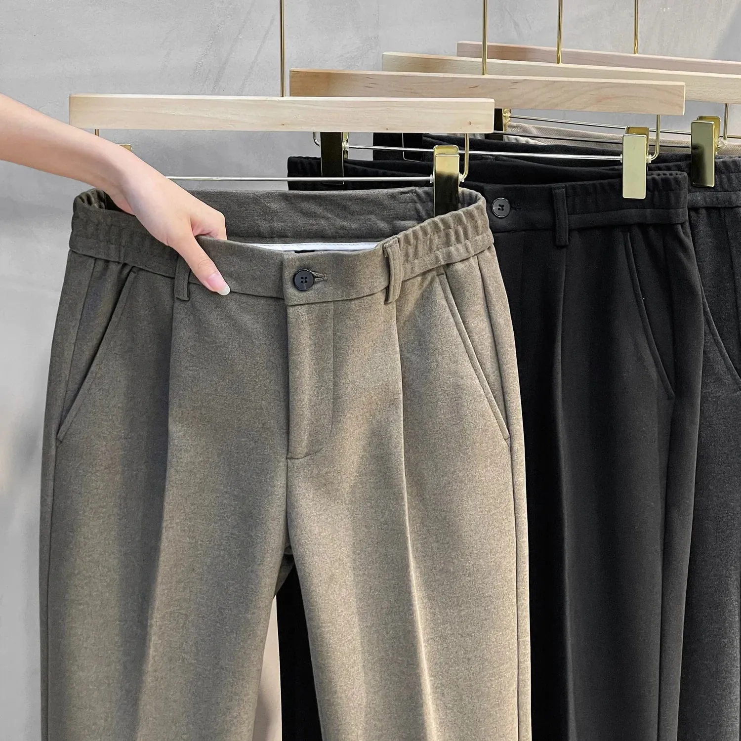 2026 Autumn New Men's Brand Slim Straight Casual Pants Men's Trend Spring and Autumn Black Trousers Men Stretch Jeans Hombre — image 4