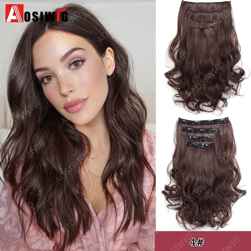Synthetic 11 Clips Clips in Hair Extensions Long Curly Hairstyle Black Blonde Hairpieces Heat Resistant False Hair Daily Use