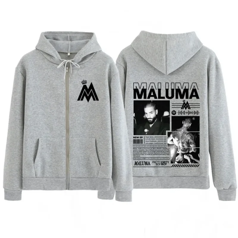 Rapper MALUMA Album Tour 2025 Zipper Hoodie Men Women Fashion Loose Jacket Coats High Quality Casual Hip-hop Vintage Sweatshirts