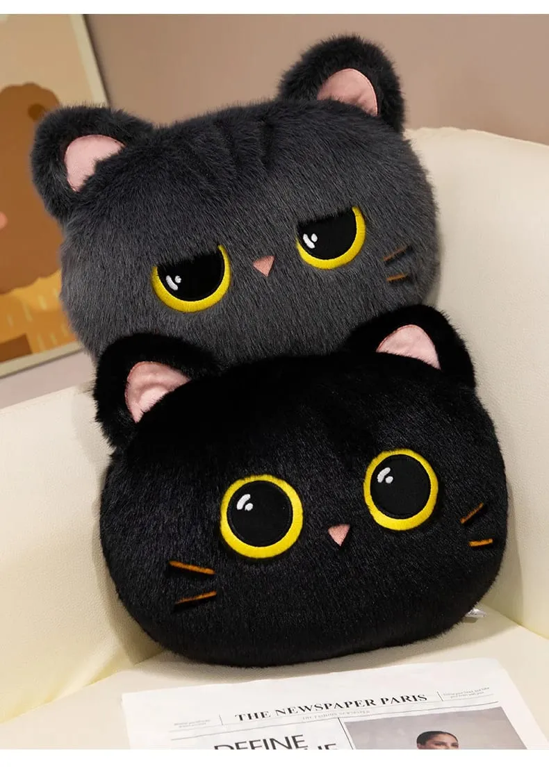 Original plush toy black cat official large doll throw pillow plush toy cute and adorable sofa cushion office throw pillow