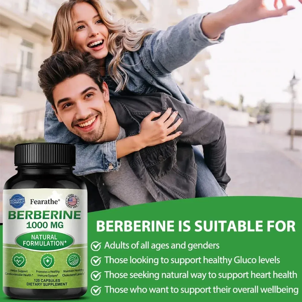 Berberine 1000 Mg Supplement Highly Absorbed Supports Cardiovascular Health Regulates Gut Flora Balance Improves Digestion