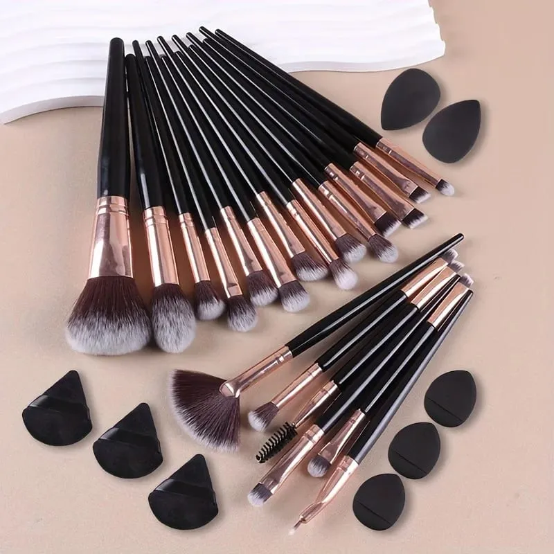 28pcs Ultimate Makeup Brush Set with Large Powder Blush Contour Foundation Concealer & Eyeshadow Brushes - Includes Water Dr