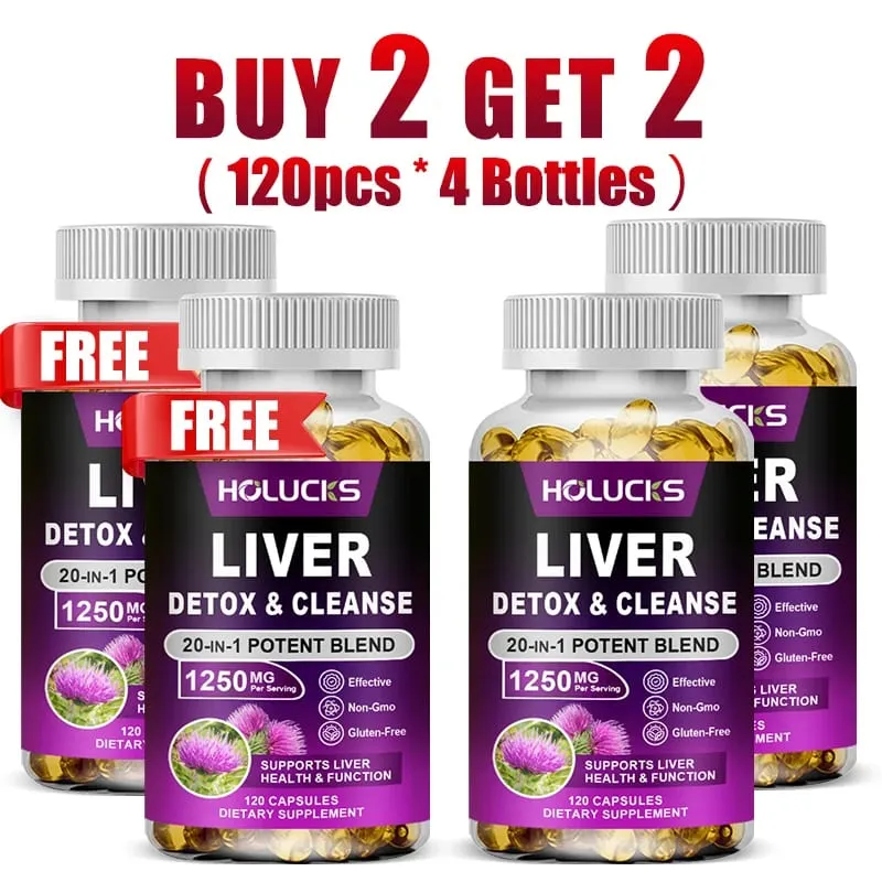 Liver Detox & Cleanse Capsules พร้อม Milk Thistle สนับสนุนการกำจัดสารพิษ การย่อยอาหารและสุขภาพไต สารต้านอนุมูลอิสระและสารล้างพิษ