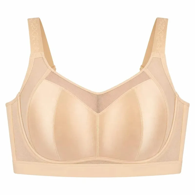 Women's plus Size Minimizer Bra Ultra-Thin Full Coverage Gathered Side Support Anti-Sagging Brassiere for Large Bust