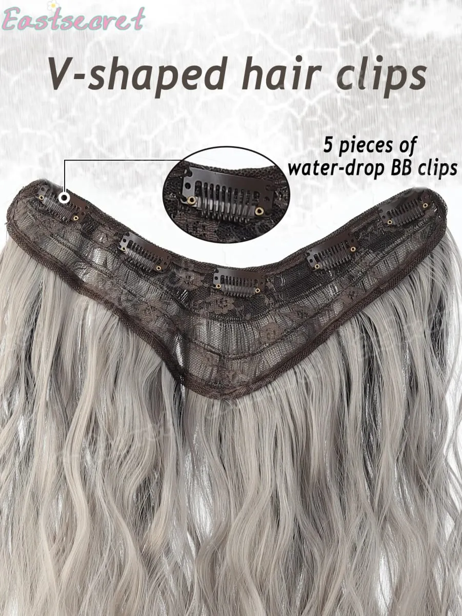 Synthetic Long Clip In One Piece Hair Extension 5 Clips V-Shaped Clip In Hair Extensions Heat Resistant Fake Hair