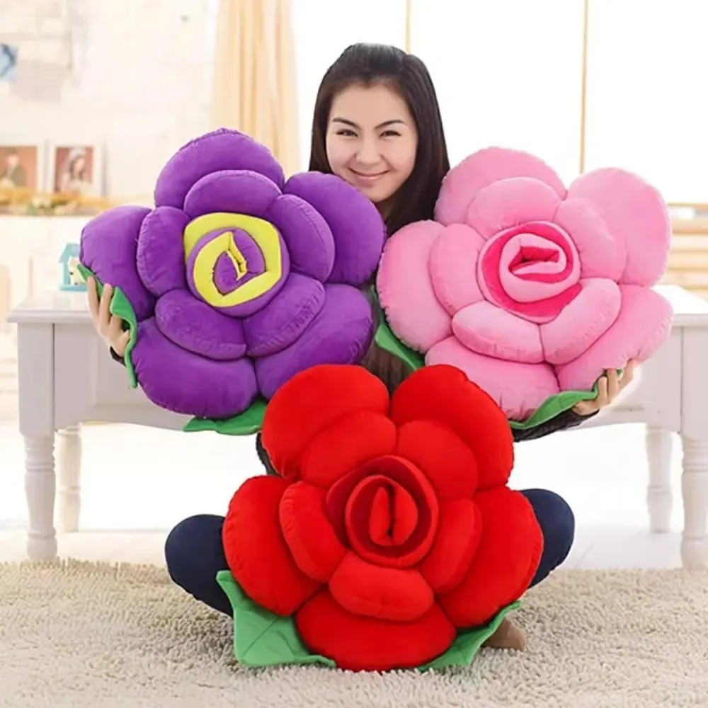 New Large Rose Shaped Pillow Plush Colorful Sofa Flower Cushion Simulated Car Interior Cushion Plush Toys