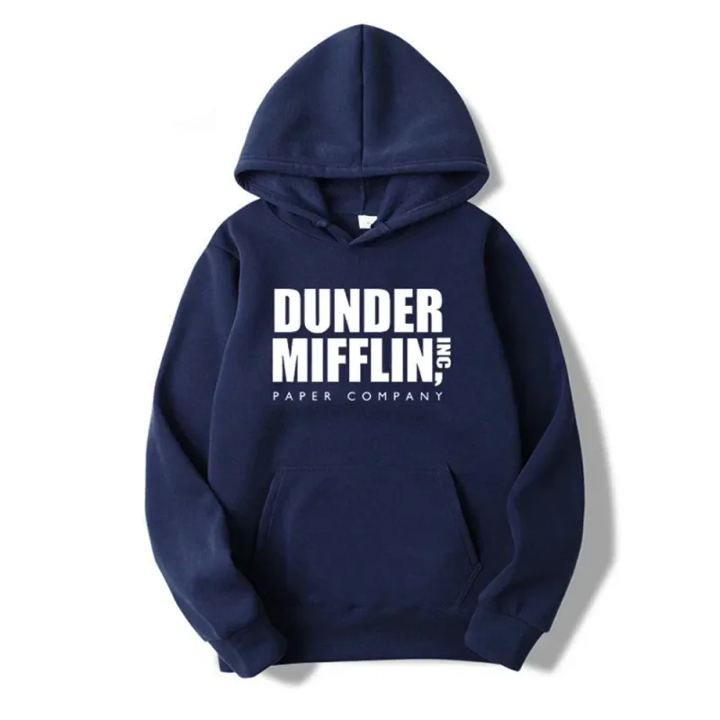 Dunder Mifflin Hoodie Paper Company Kantor Acara TV Slogan Minimalis Estetika Abu-abu Kaus Olahraga Kasual Kebesaran
