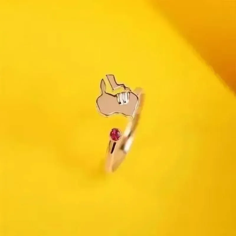 New Pokemon Litwick Dragonair 925 Silver Couple Ring Anime Fashion Cartoon Accessories Cospaly Peripherals Christmas Gifts