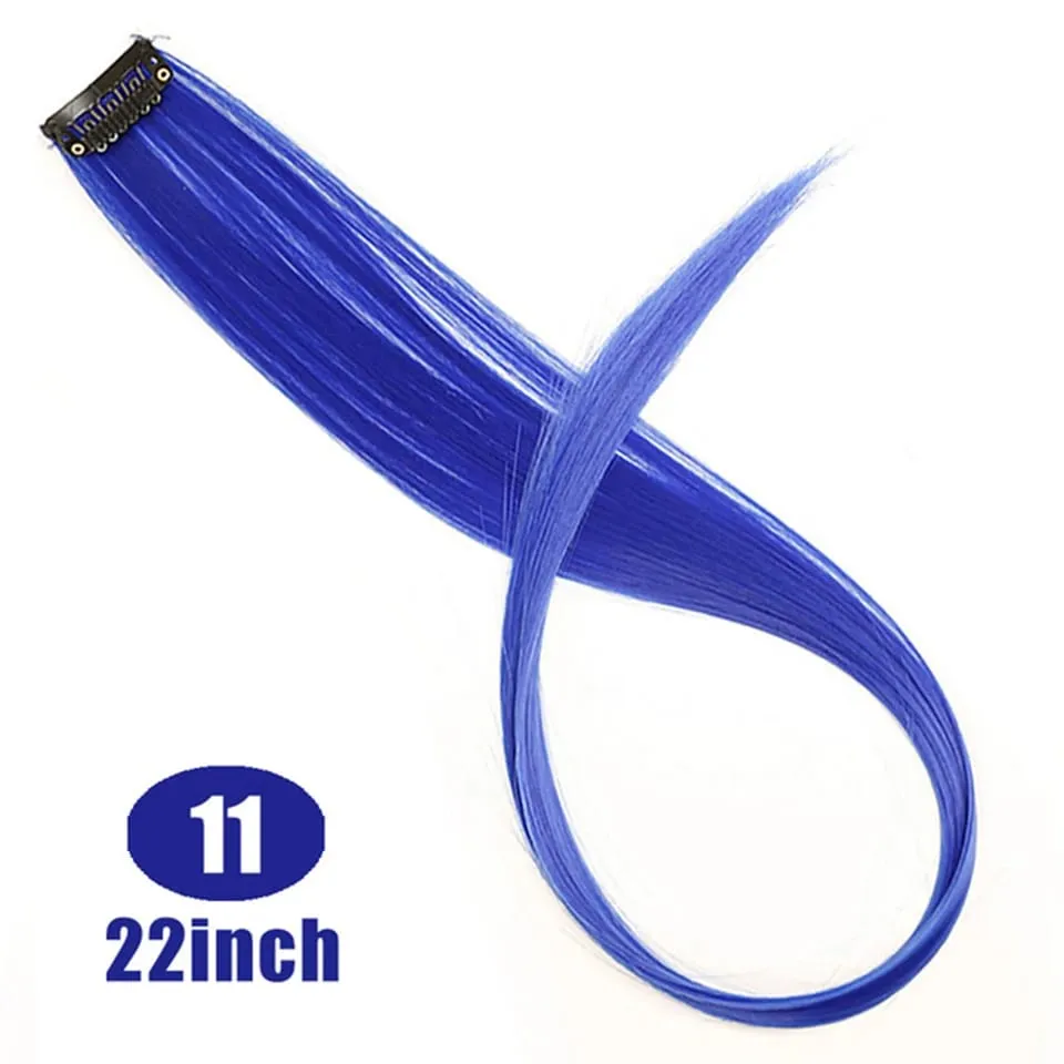 Tổng Hợp Kẹp Trong Một Miếng Nhiều Màu Sắc Làm Tóc Xoăn Tóc Tổng Hợp Miếng 18 "Dài Ombre Tóc Hồng Tím Đỏ xanh Dương