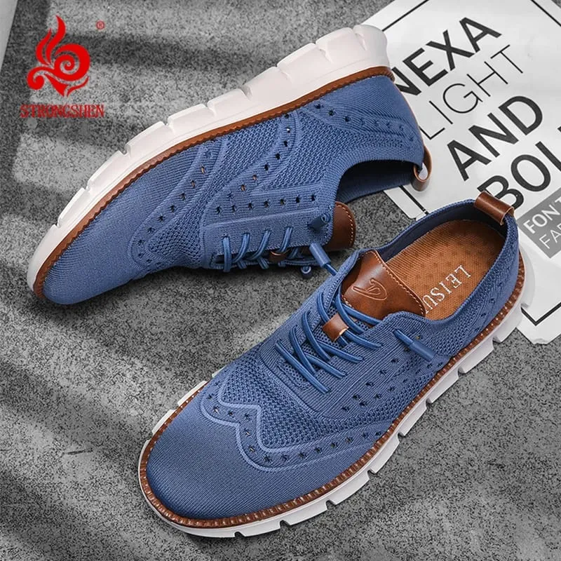 Men's Casual Shoes Mesh Breathable Business Office Shoes Designer Comfortable Soft Soled Fashion Shoes Sports Slip On Sneakers