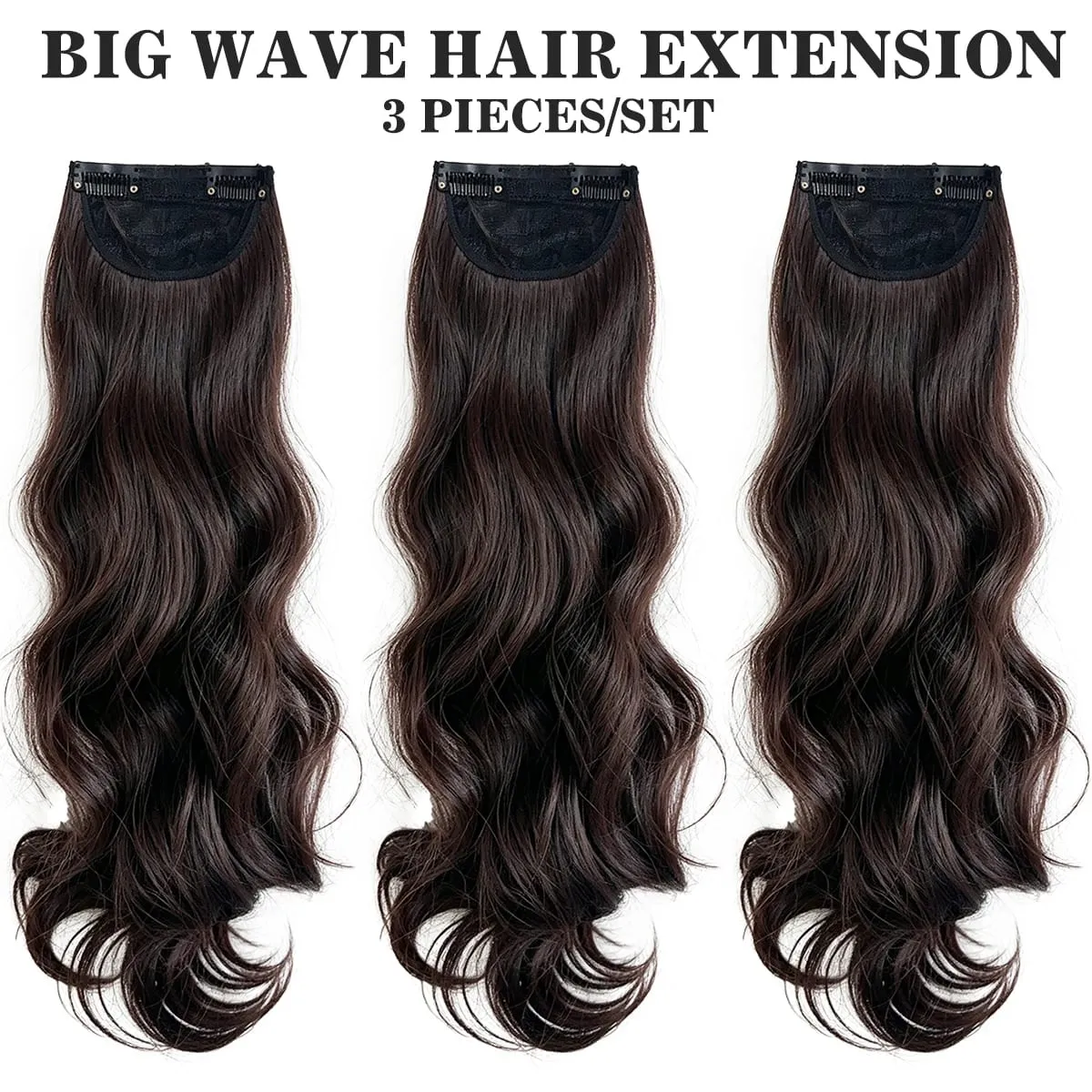 16"20"24" synthetic Big waves Clip in the hair extension 3pcs/set of curly hair pieces for women's daily styling — image 5