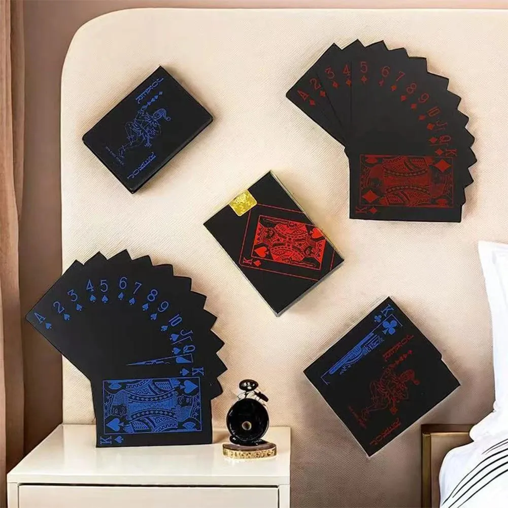 トランプゲームポーカーカードボード子供子供のおもちゃ防水プラスチック PVC 黒青赤黄緑デッキカードハイエンド上品 — image 3