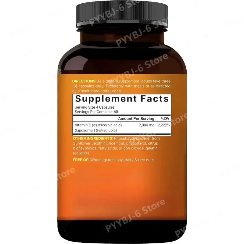 Liposomal Vitamin C 2 000 มก. รองรับสุขภาพของสารต้านอนุมูลอิสระและระบบภูมิคุ้มกัน การดูดซึมสูง ปลอดจีเอ็มโอ ปราศจากกลูเตน– 240 แคปซูล