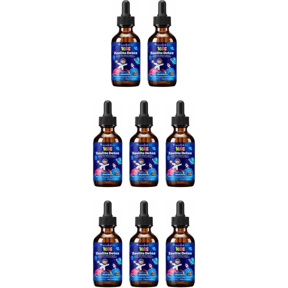 Kids Zeolite Detox Drops with Vitamin B12 & D3 Immune Energy & Bone Health Support for Growing Children Berry Flavor 60mL