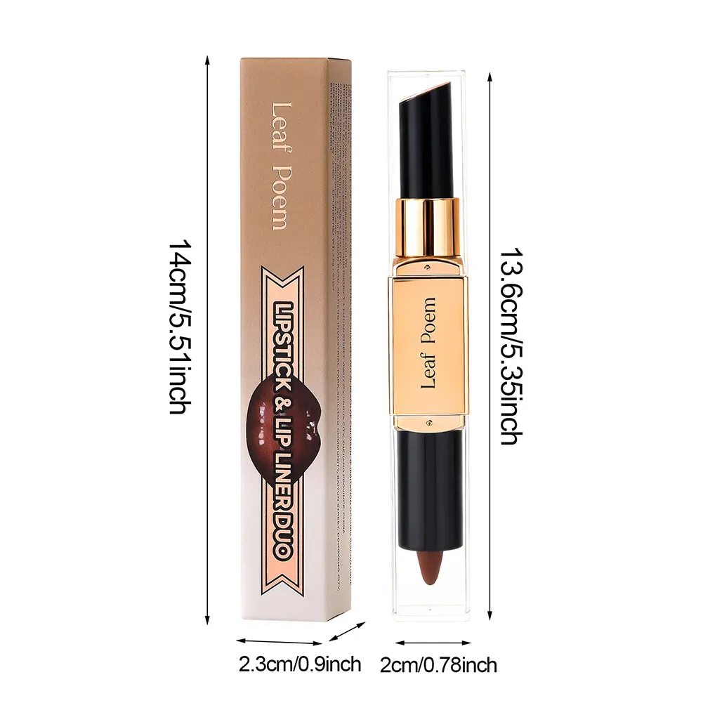 Dual‑Head Matte Lipstick Lip Liner Pen 2‑in‑1 Lip Definer & Lip Color Stick Smooth Lip Makeup for Daily Party Use