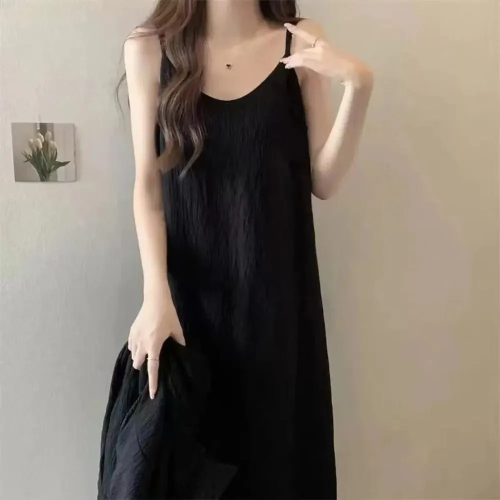 Elegant French Style Cami Maxi Dress Loose Fit Long Length Loose Fit Dress Sleeveless Summer Maxi Dress Vacation