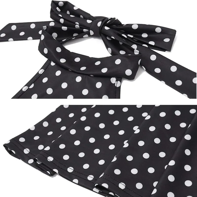 Polka Dot Short Dresses Women Elegant Off Shoulder Backless High Waist Halter Mini Dress Y2K Summer Fashion Club Party Vestidos