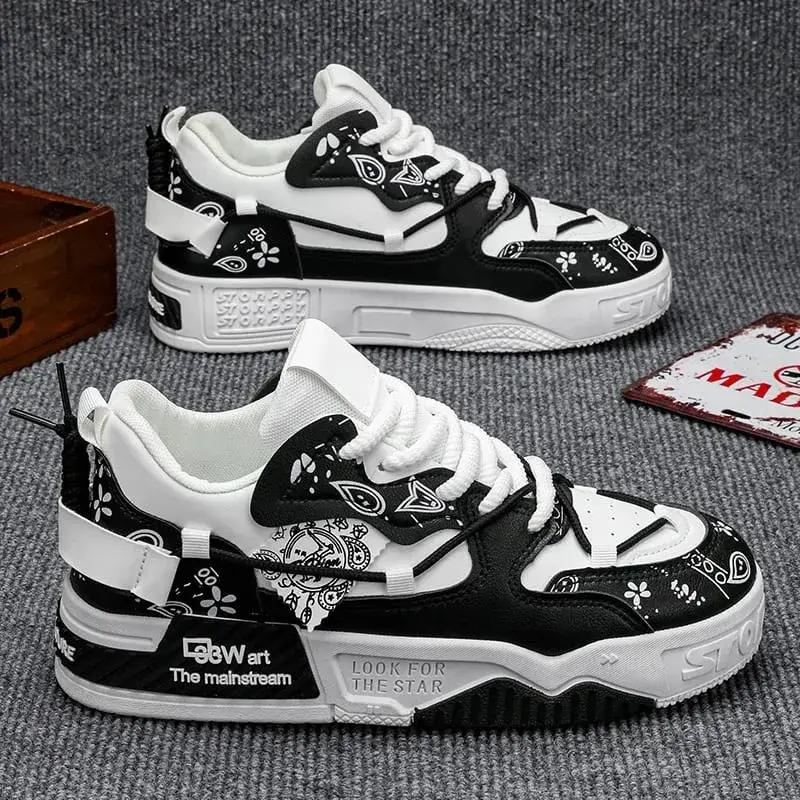 1 Pair of Men's Casual Sneakers Stylish and Comfortable Suitable for All Seasons Geometric Design Ideal for Outdoor Walking