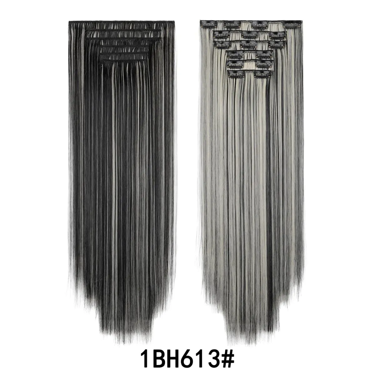 Jeedou Jeedou 6Pcs Clip In Straight Hair Extensions 60cm Long Synthetic Hair Pieces With 16 Clips Heat Resistant Hair For Women