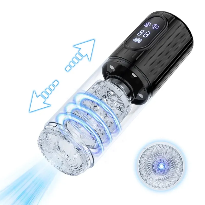 Automatic Male Masturbator Telescopic Rotation Men Masturbation Cup LCD Digital Simulation Blowjob Masturbator Sex Toy for Men
