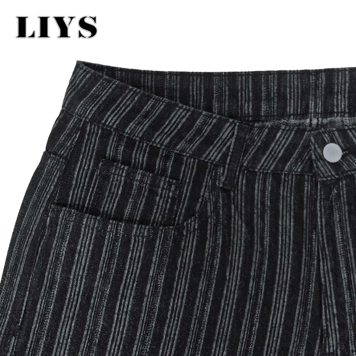 Men's Retro Vertical Stripe Jacquard Baggy Wide Leg Jeans Washed Denim Trousers Y2K Skater Hip Hop Streetwear Daily Casual