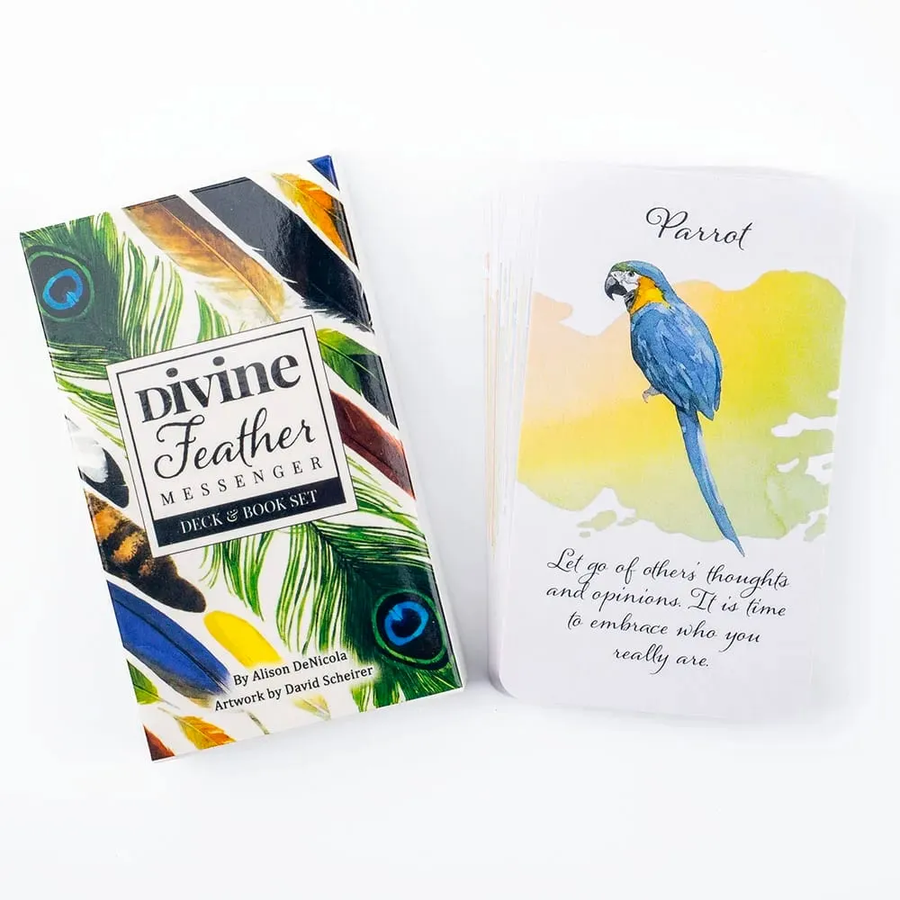 Divine Feather Messenger 44 Oracle Cards English Visions Divination Edition 10.3x6cm Deck with PDF Guide Book for Board Games &