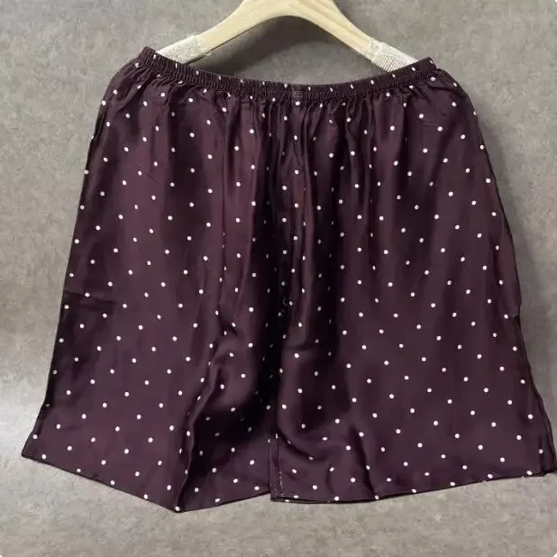 100% Mulberry Silk Men Boxer Underwear Couple Rubber Band Thin Short Home Pants Promotion Woman Can Wear