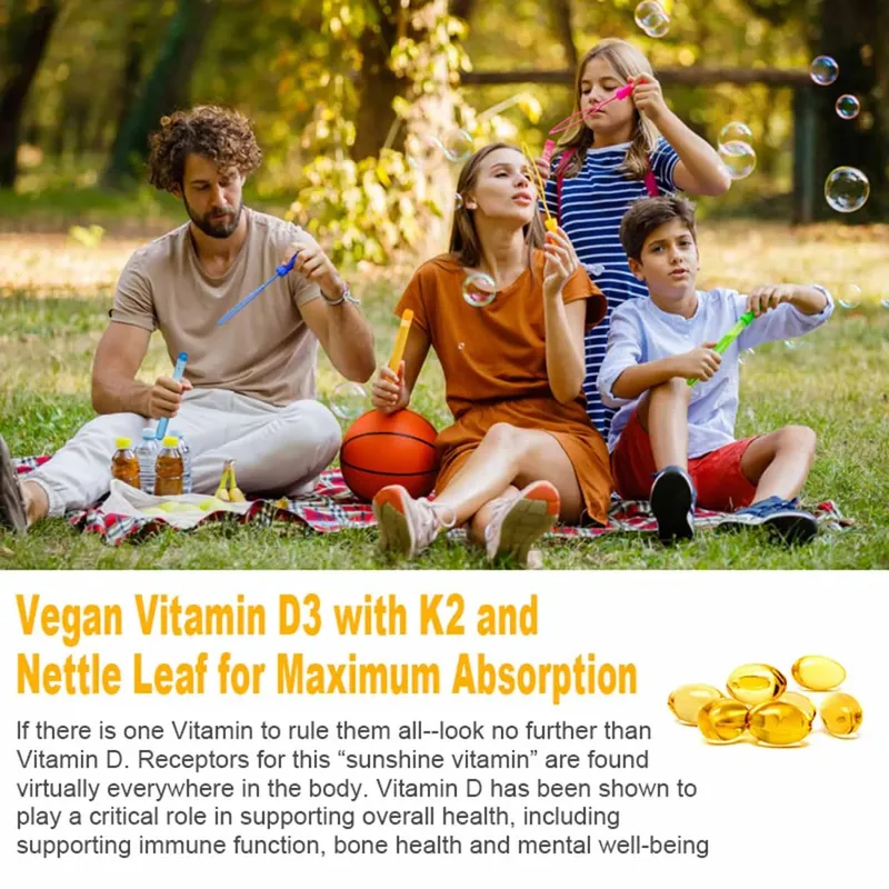 Vitamin D3 K2 Capsule - 20 000 IU Vitamin D3 Supports Bone & Teeth Health Calcium Metabolism Daily Body Wellness Supplement