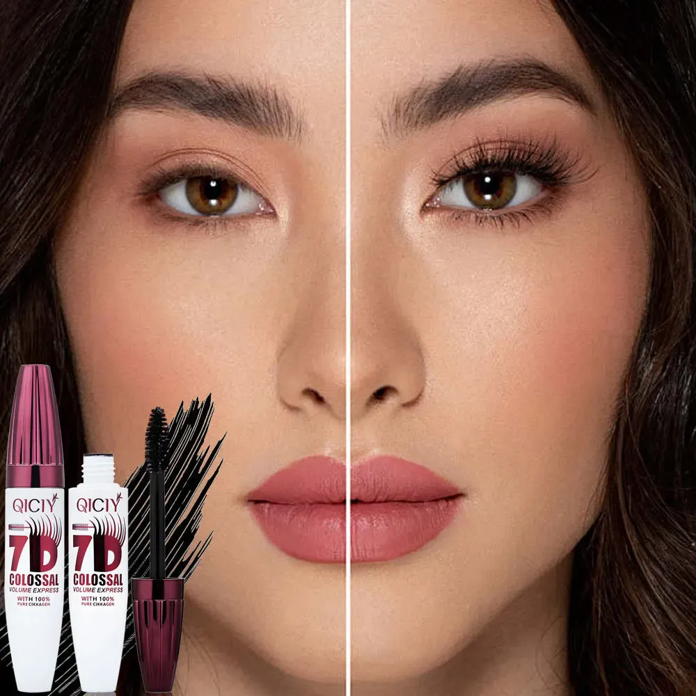 7D Volumizing &Curling Black Mascara Smudge-Proof Natural Lash Lift & Curl Flake-Free Non-Clumping Waterproof Eye Makeup Mascara