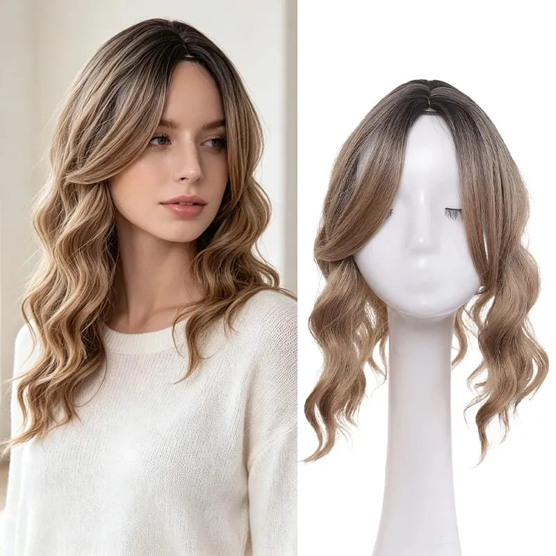 High Quality Synthetic Water Wave Wig Topper Middle Part With Natural Shine Easy To Apply For Quick Volume Boost.