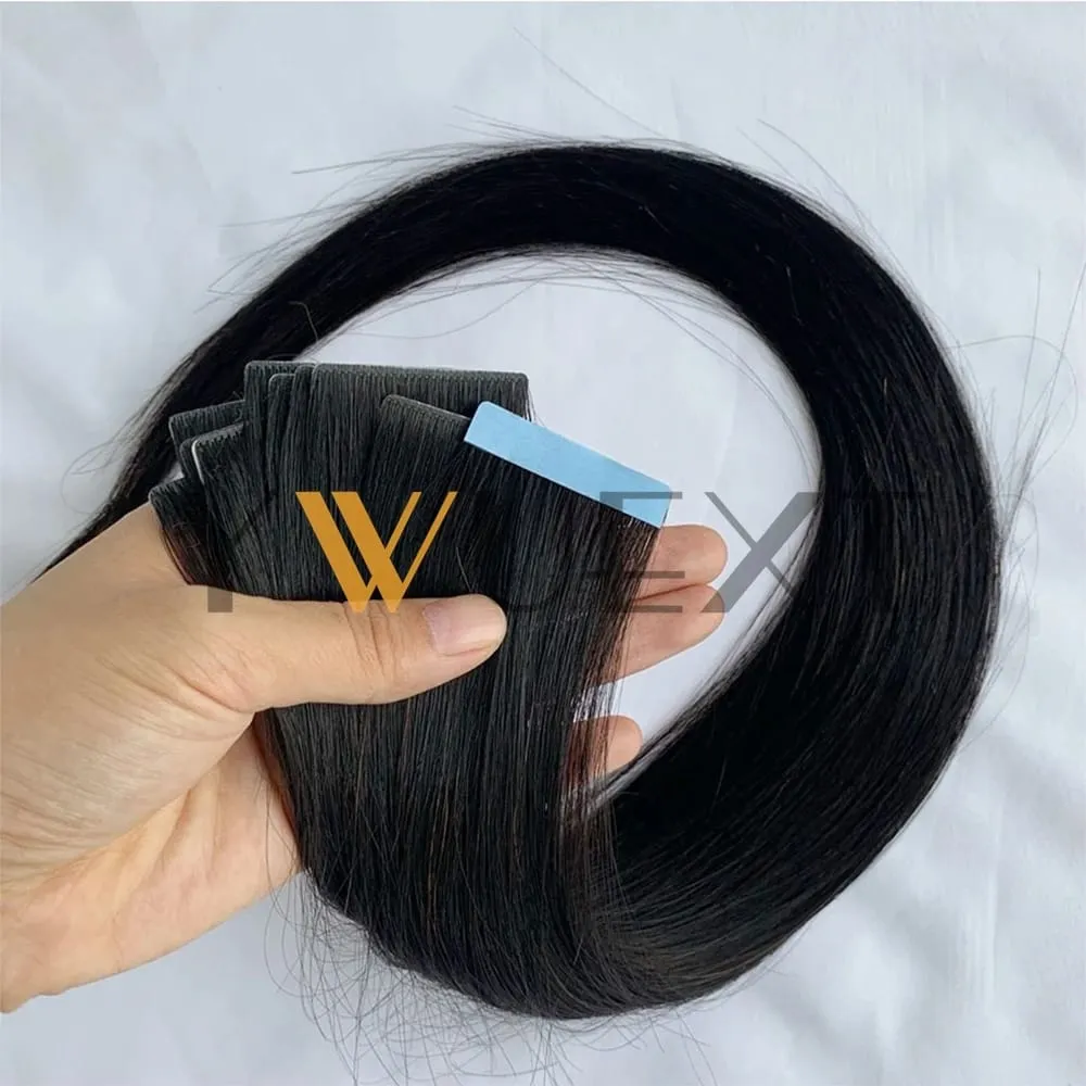 Invisible PU Skin Weft Hair Extensions Natural Straight Machine Remy Seamless Adhesive Tape In Human Hair 10pcs/pack
