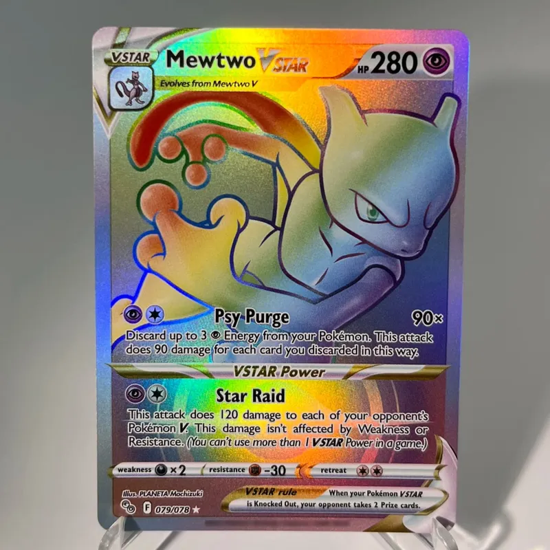 Pokémon GO PKM Cards PTCG6-E GX Rainbow Mewtwo V Dragonite VSTAR Rare Collection Battle Toys Gifts for Hobbies
