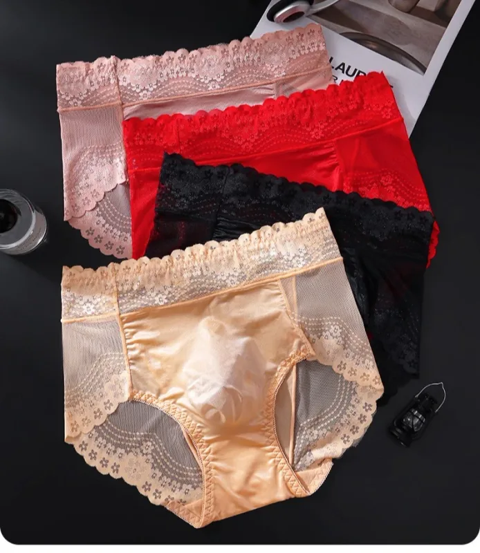 Flower Lace Mesh Hollow Out Sexy Men's Underwear Ice Silk Breathable Seamless Thin Triangle Pants Soft Traceless Male Briefs — image 10
