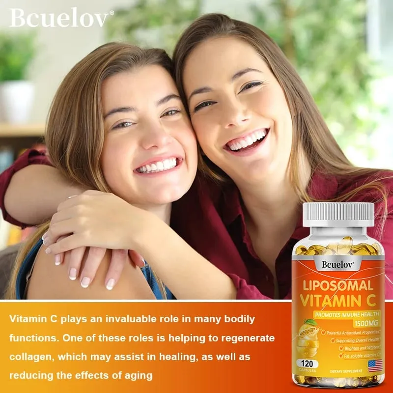 Liposomal Vitamin C - Promotes Collagen Production Supports Skin Immune Health Powerful Antioxidant Energy Supplement