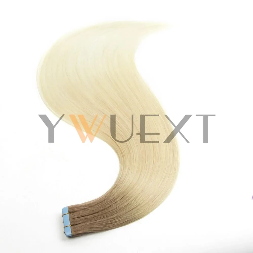 Real Human Hair Tape in Extensions 16'' 20'' Natural Straight High Light Seamless Tape Hair 20pcs On Double Sided Tape 30g/pack