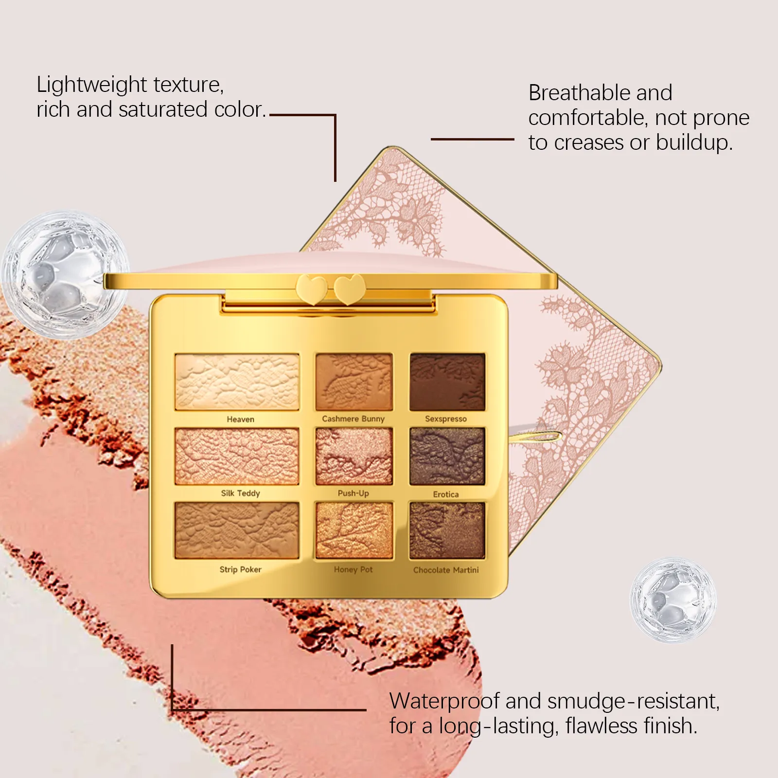 9 Colors Eyeshadow Palette Portable Multifunctional Glitter Eye Shadow Shimmer Pallet Highlighter Powder Brush Beauty Kit 12g