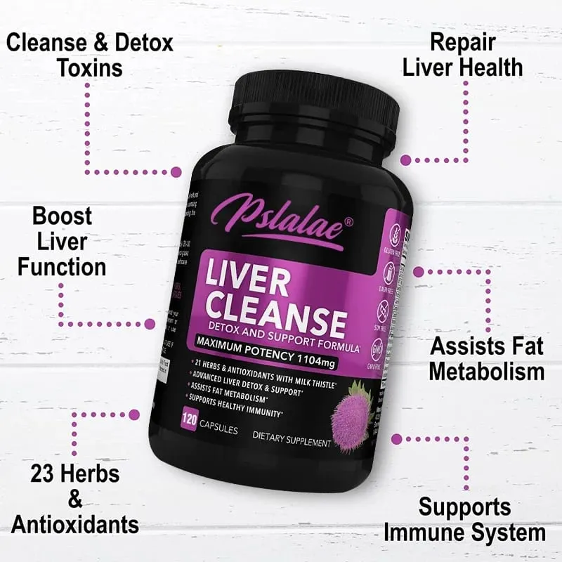 Liver Cleanse Detoxification Support Supplement - Complete Health Capsules with Artichoke Berberine Turmeric Herbs
