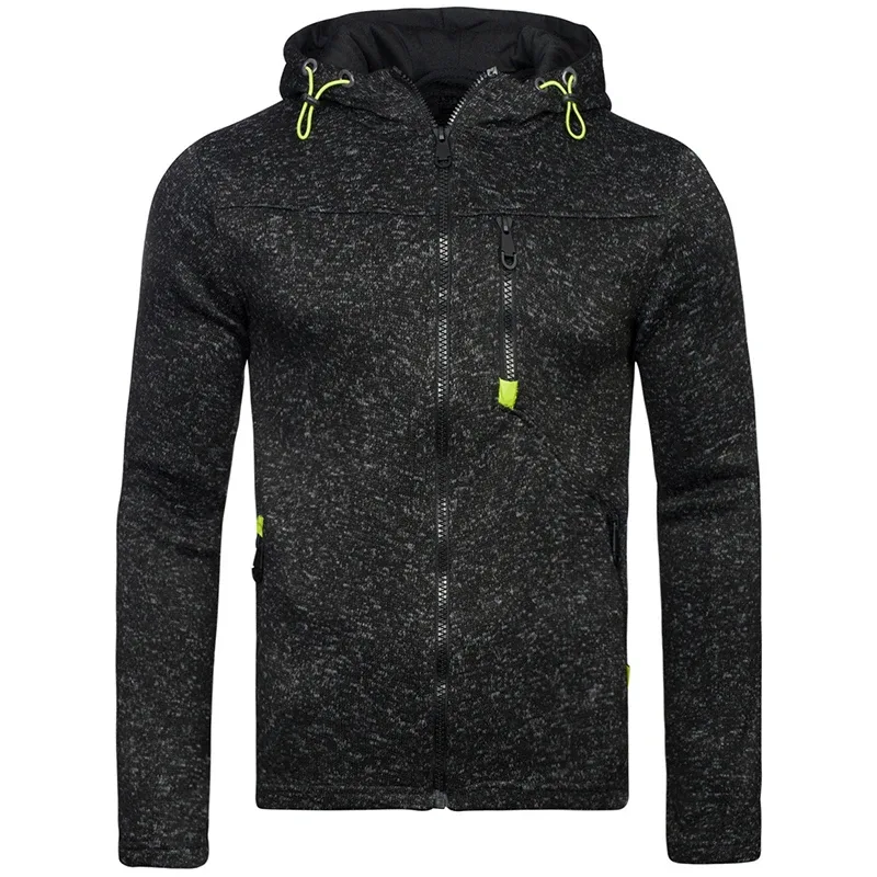 Men's Hoodie na may Side Zipper Pockets Manipis Lana Solid na Kulay Tracksuit Kaswal Araw-araw na Panlabas na Hooded Tracksuit Mahabang Manggas