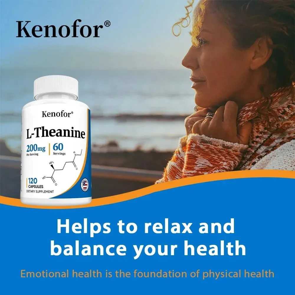 L-Theanine 200 Mg Extra Strength Theanine Supplement – ​​Focus and Relaxation Support Improved Sleep Non-GMO and Gluten-Free